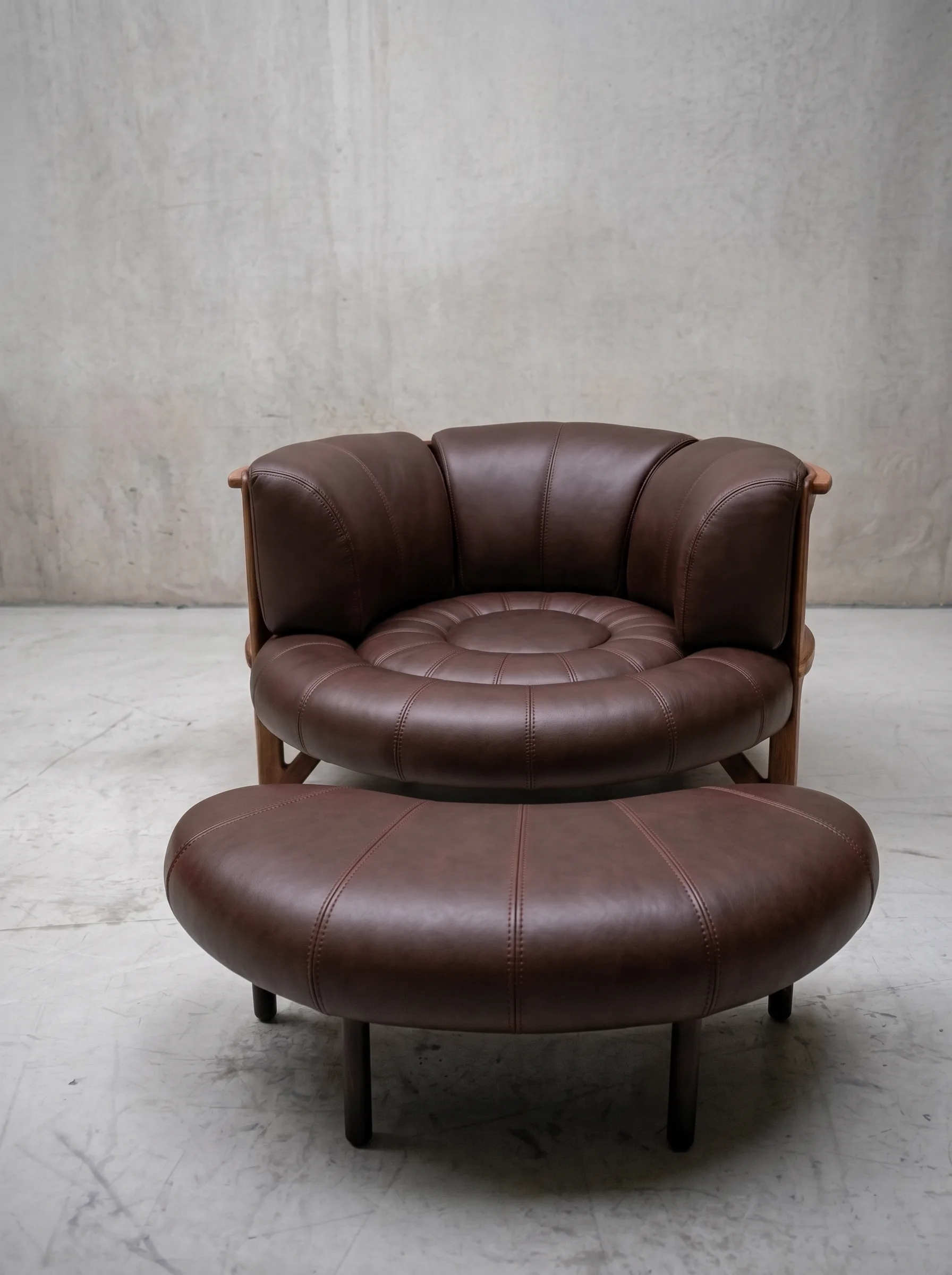 Dark-brown leather sofa after recolour and cleaning